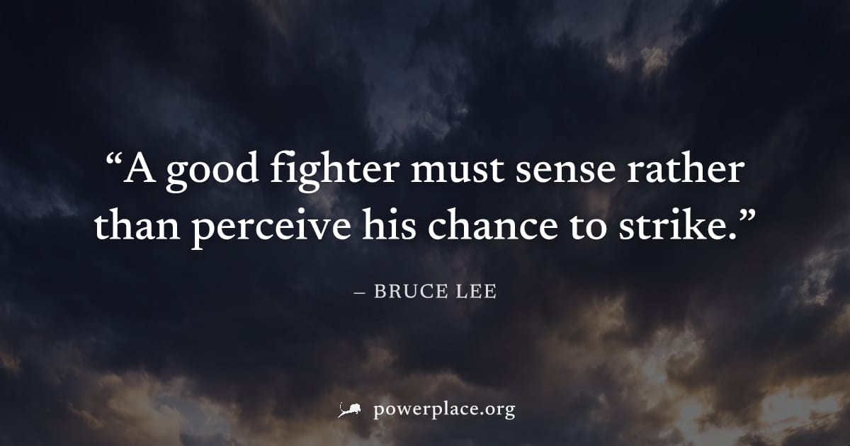 "A good fighter must sense rather than perceive his chance to strike." — Bruce Lee