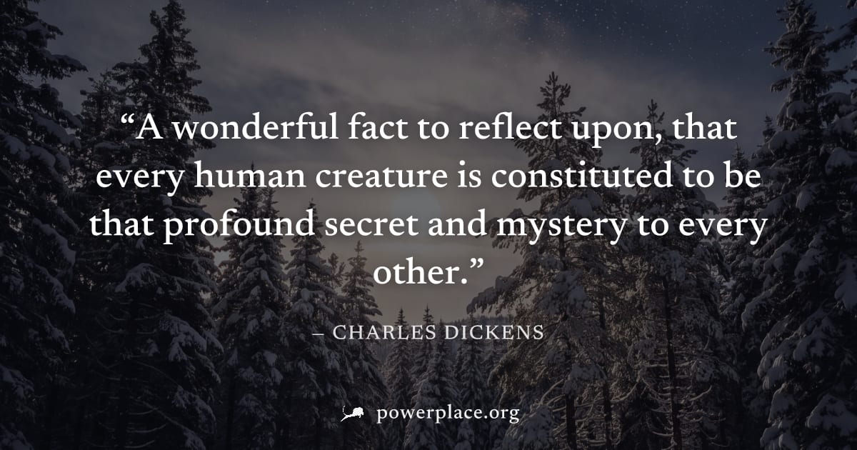 "A wonderful fact to reflect upon, that every human creature is constituted to be that profound secret and mystery to every other." — Charles Dickens