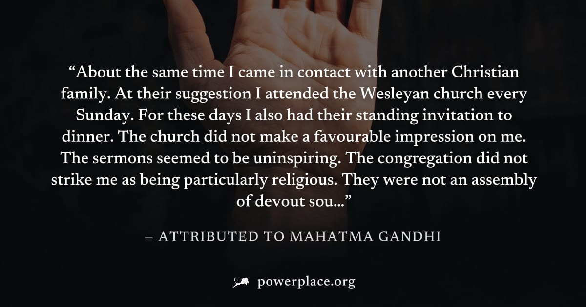 "About the same time I came in contact with another Christian family. At their suggestion I attended the Wesleyan church every Sunday. For these days I also had their standing invitation to dinner. Th