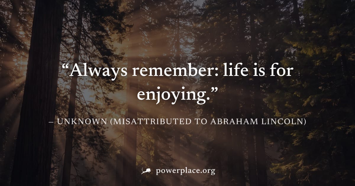 "Always remember: life is for enjoying." — Unknown (misattributed to Abraham Lincoln)