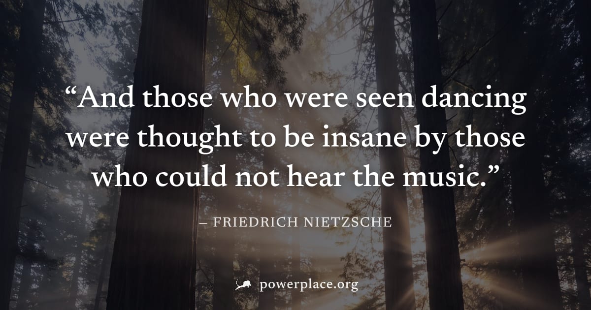 "And those who were seen dancing were thought to be insane by those who could not hear the music." — Friedrich Nietzsche