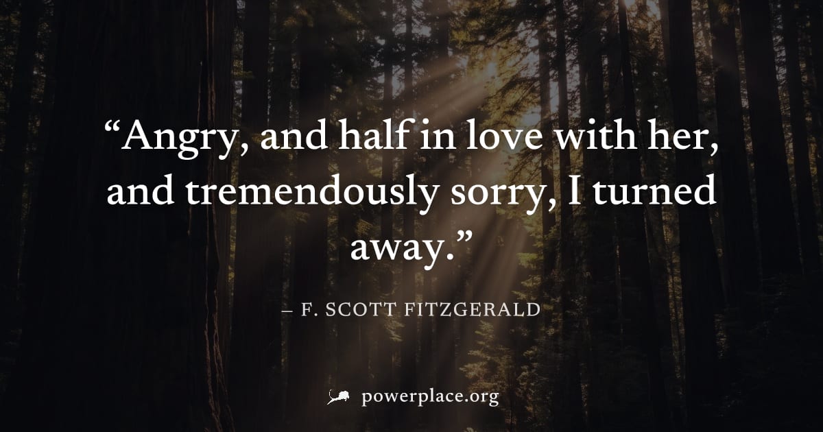 "Angry, and half in love with her, and tremendously sorry, I turned away." — F. Scott Fitzgerald