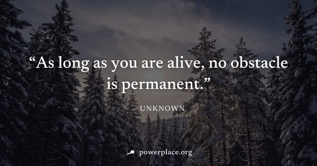"As long as you are alive, no obstacle is permanent." — Unknown