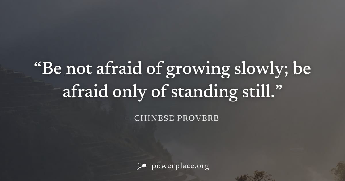 "Be not afraid of growing slowly; be afraid only of standing still." — Chinese Proverb