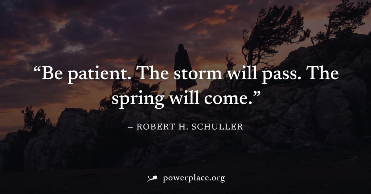 "Be patient. The storm will pass. The spring will come." — Robert H. Schuller