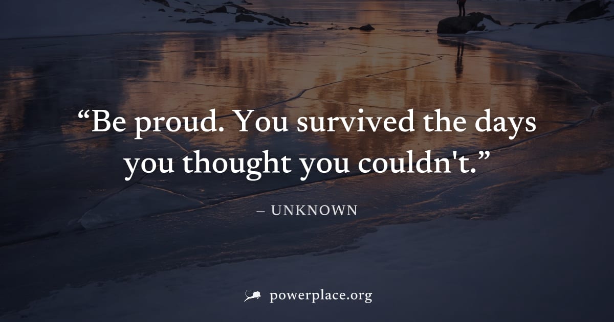 "Be proud. You survived the days you thought you couldn't." — Unknown