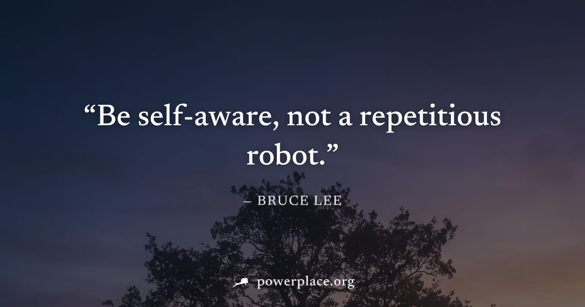 "Be self-aware, not a repetitious robot." — Bruce Lee