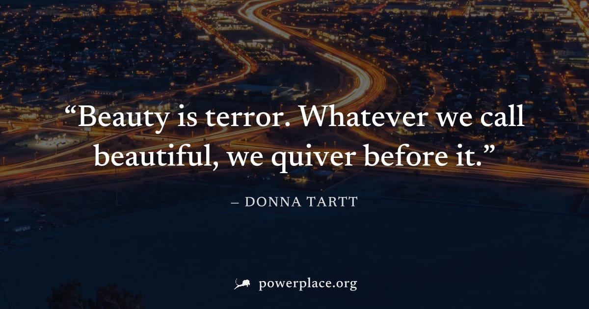 "Beauty is terror. Whatever we call beautiful, we quiver before it." — Donna Tartt