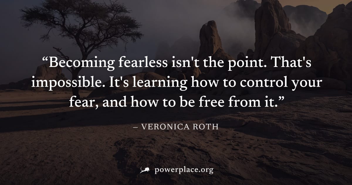 "Becoming fearless isn't the point. That's impossible. It's learning how to control your fear, and how to be free from it." — Veronica Roth