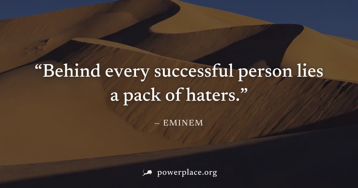 "Behind every successful person lies a pack of haters." — Eminem