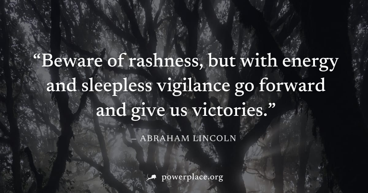 "Beware of rashness, but with energy and sleepless vigilance go forward and give us victories." — Abraham Lincoln