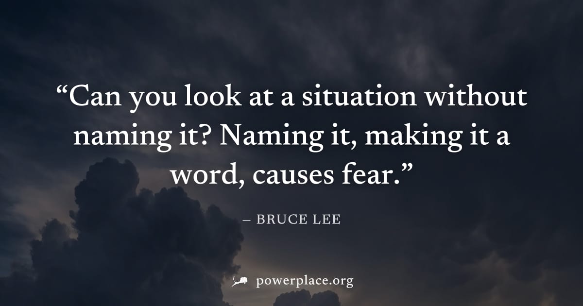 "Can you look at a situation without naming it? Naming it, making it a word, causes fear." — Bruce Lee
