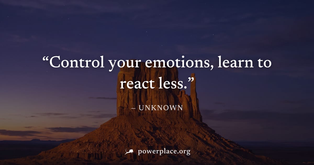 "Control your emotions, learn to react less." — Unknown