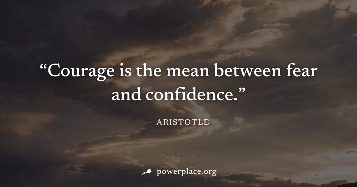 "Courage is the mean between fear and confidence." — Aristotle