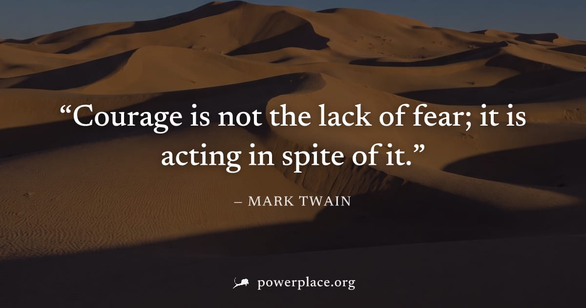 "Courage is not the lack of fear; it is acting in spite of it." — Mark Twain
