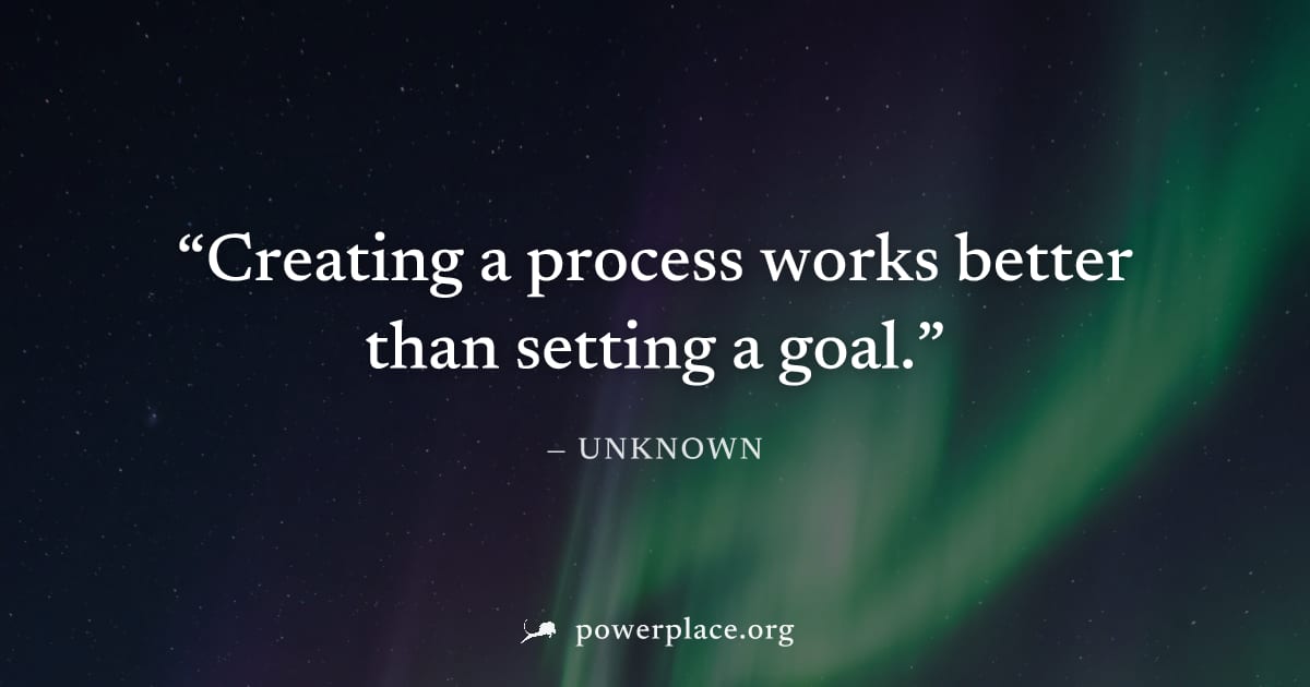 "Creating a process works better than setting a goal." — Unknown