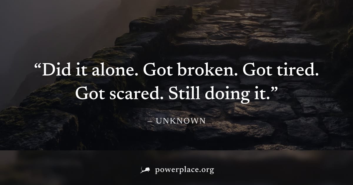 "Did it alone. Got broken. Got tired. Got scared. Still doing it." — Unknown