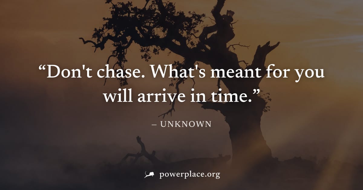 "Don't chase. What's meant for you will arrive in time." — Unknown