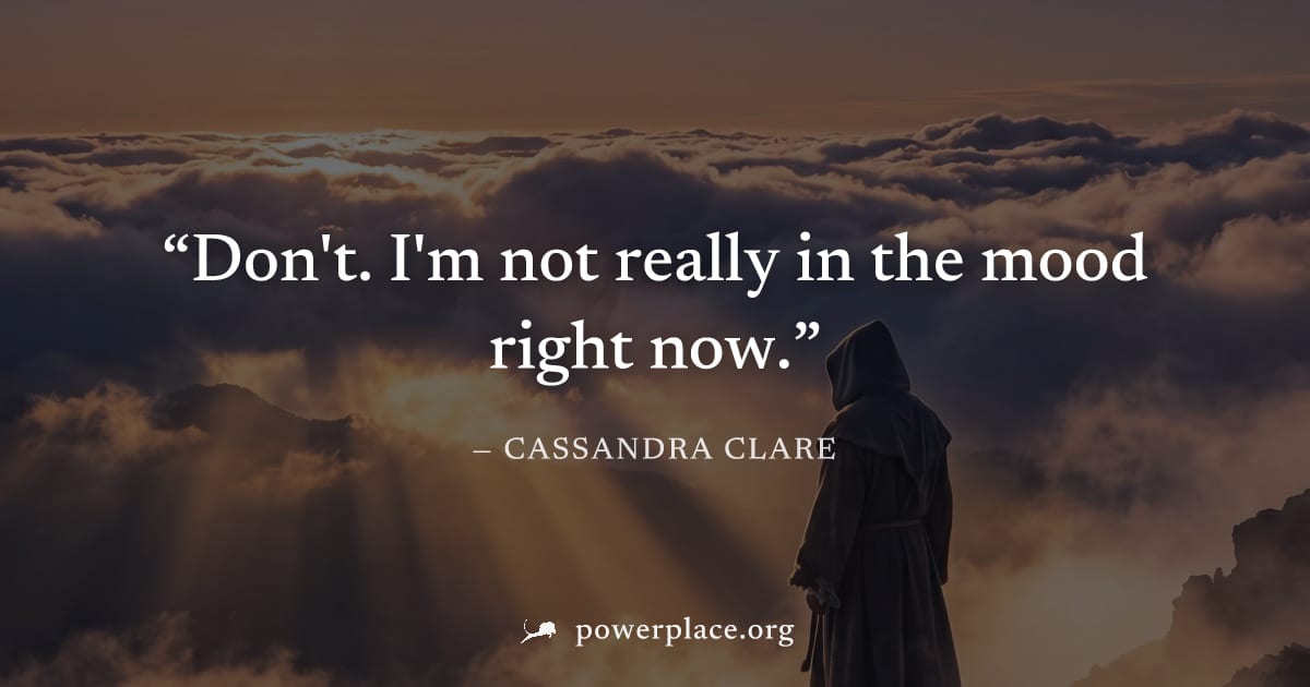 "Don't. I'm not really in the mood right now." — Cassandra Clare