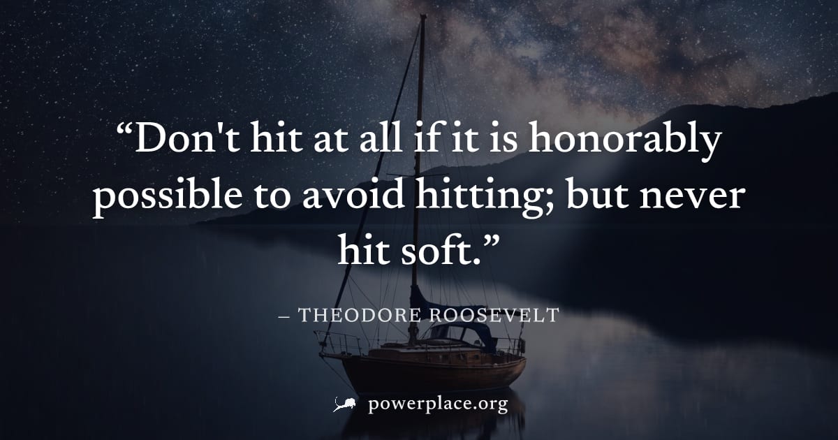 "Don't hit at all if it is honorably possible to avoid hitting; but never hit soft." — Theodore Roosevelt