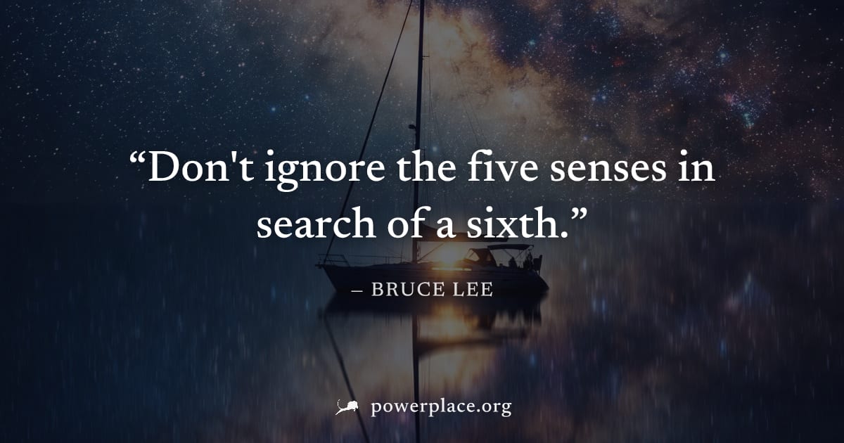 "Don't ignore the five senses in search of a sixth." — Bruce Lee