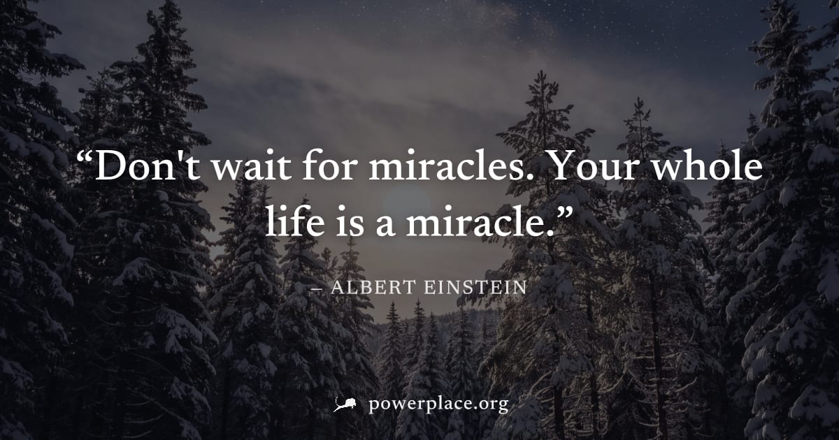 "Don't wait for miracles. Your whole life is a miracle." — Albert Einstein