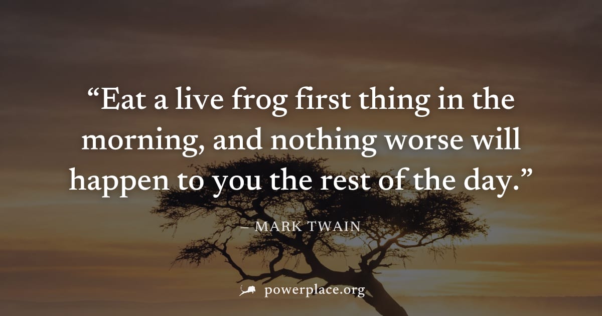 "Eat a live frog first thing in the morning, and nothing worse will happen to you the rest of the day." — Mark Twain