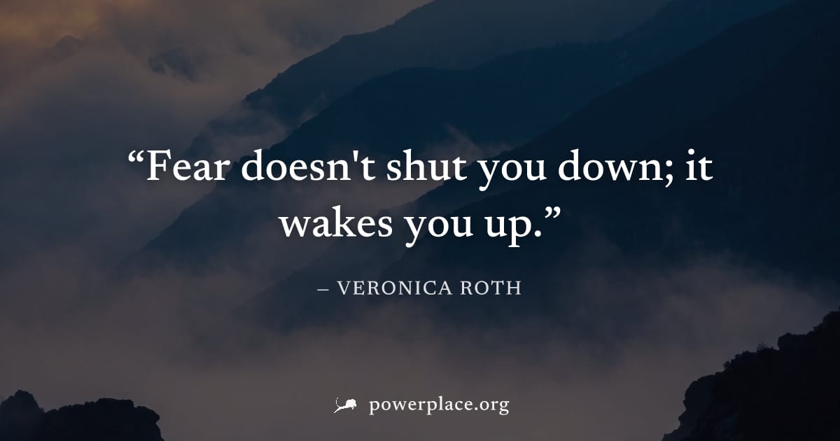 "Fear doesn't shut you down; it wakes you up." — Veronica Roth