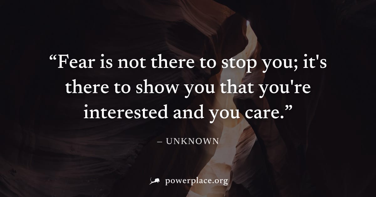 "Fear is not there to stop you; it's there to show you that you're interested and you care." — Unknown