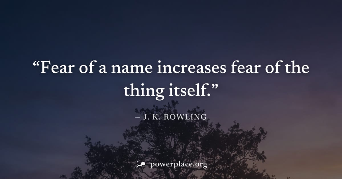 "Fear of a name increases fear of the thing itself." — J. K. Rowling