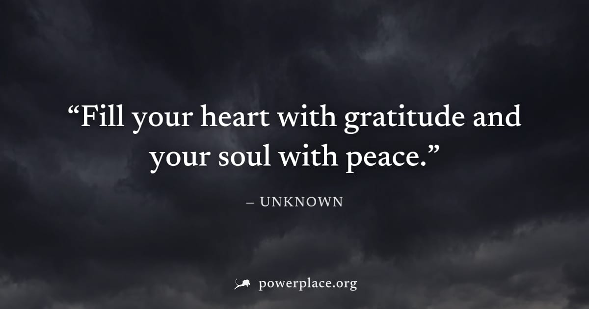 "Fill your heart with gratitude and your soul with peace." — Unknown