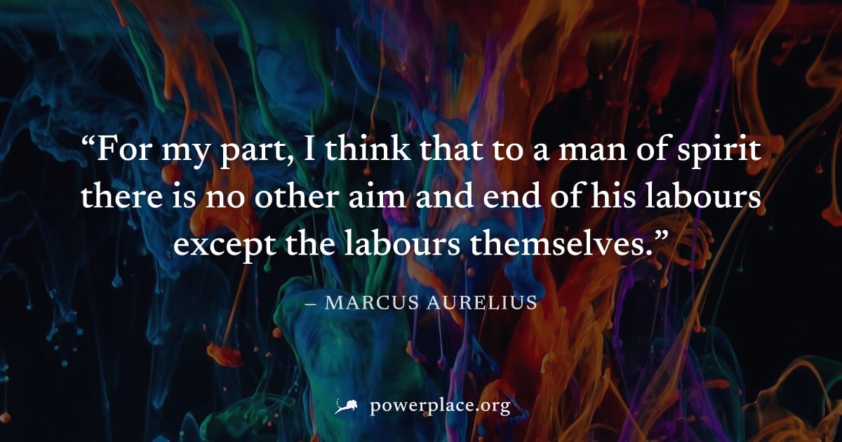 "For my part, I think that to a man of spirit there is no other aim and end of his labours except the labours themselves." — Marcus Aurelius