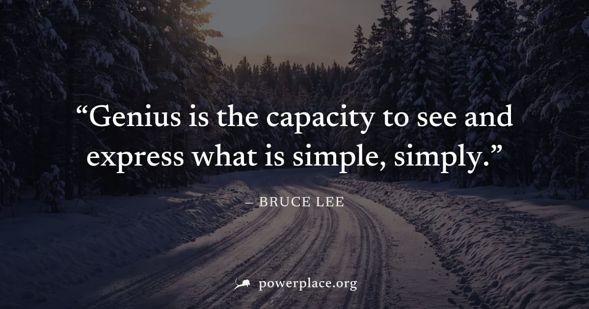 "Genius is the capacity to see and express what is simple, simply." — Bruce Lee