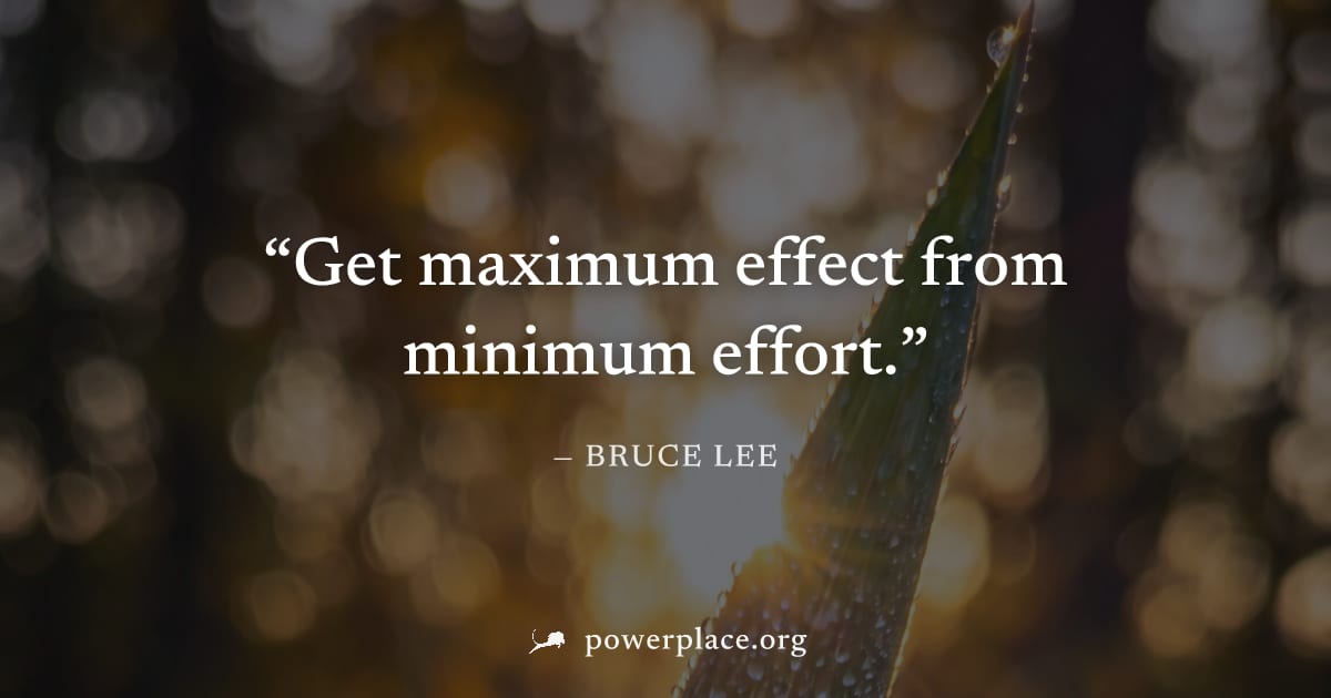 "Get maximum effect from minimum effort." — Bruce Lee