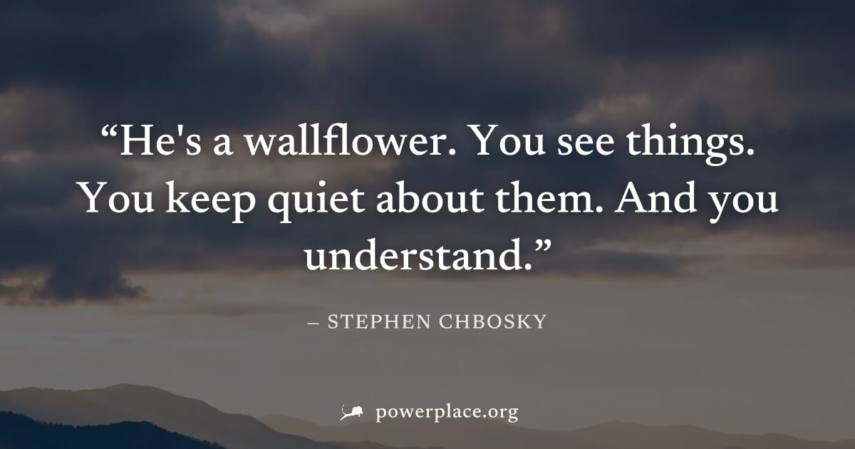 "He's a wallflower. You see things. You keep quiet about them. And you understand." — Stephen Chbosky