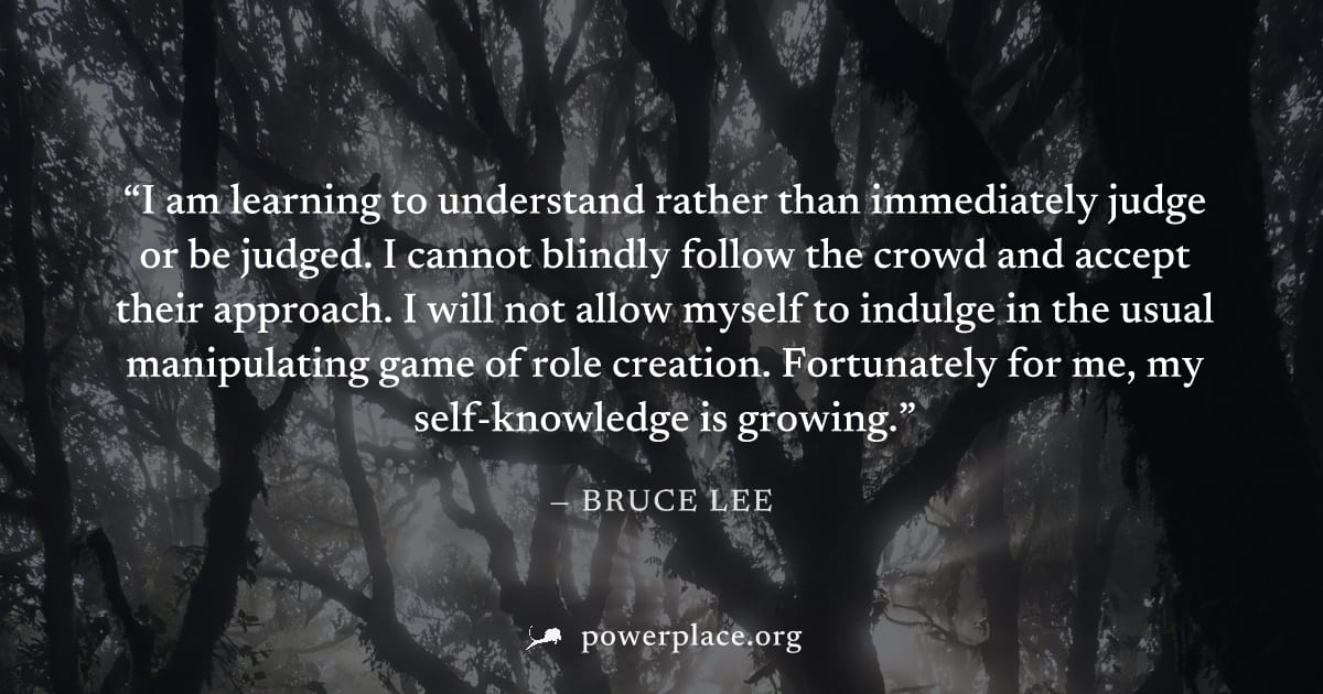 "I am learning to understand rather than immediately judge or be judged. I cannot blindly follow the crowd and accept their approach. I will not allow myself to indulge in the usual manipulating game 