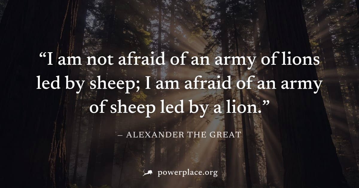 "I am not afraid of an army of lions led by sheep; I am afraid of an army of sheep led by a lion." — Alexander the Great