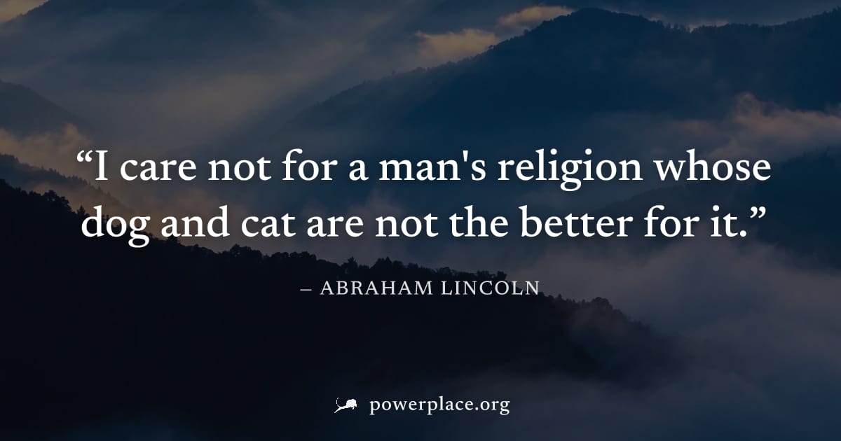 "I care not for a man's religion whose dog and cat are not the better for it." — Abraham Lincoln