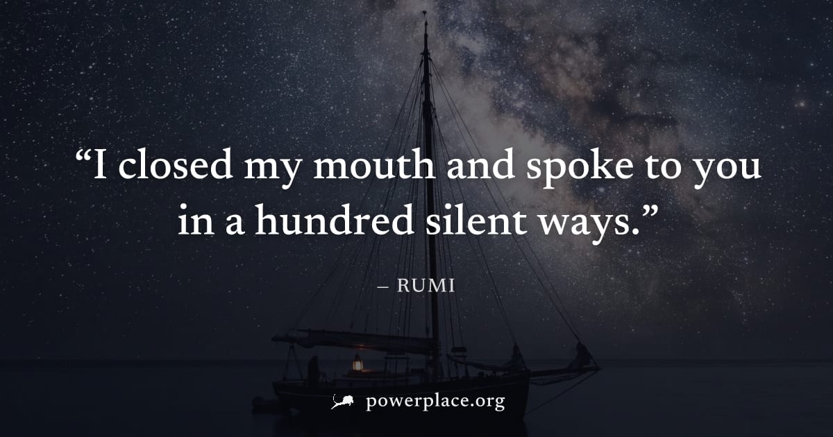 "I closed my mouth and spoke to you in a hundred silent ways." — Rumi