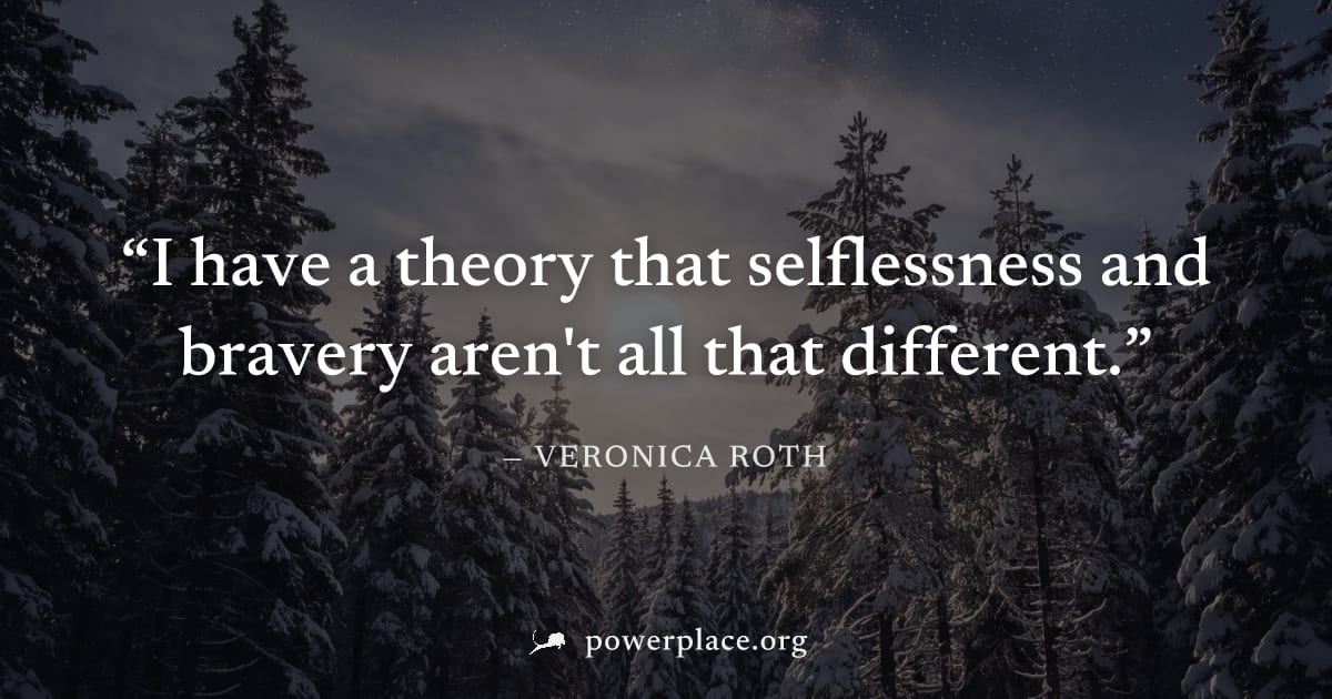 "I have a theory that selflessness and bravery aren't all that different." — Veronica Roth