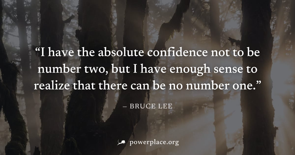"I have the absolute confidence not to be number two, but I have enough sense to realize that there can be no number one." — Bruce Lee