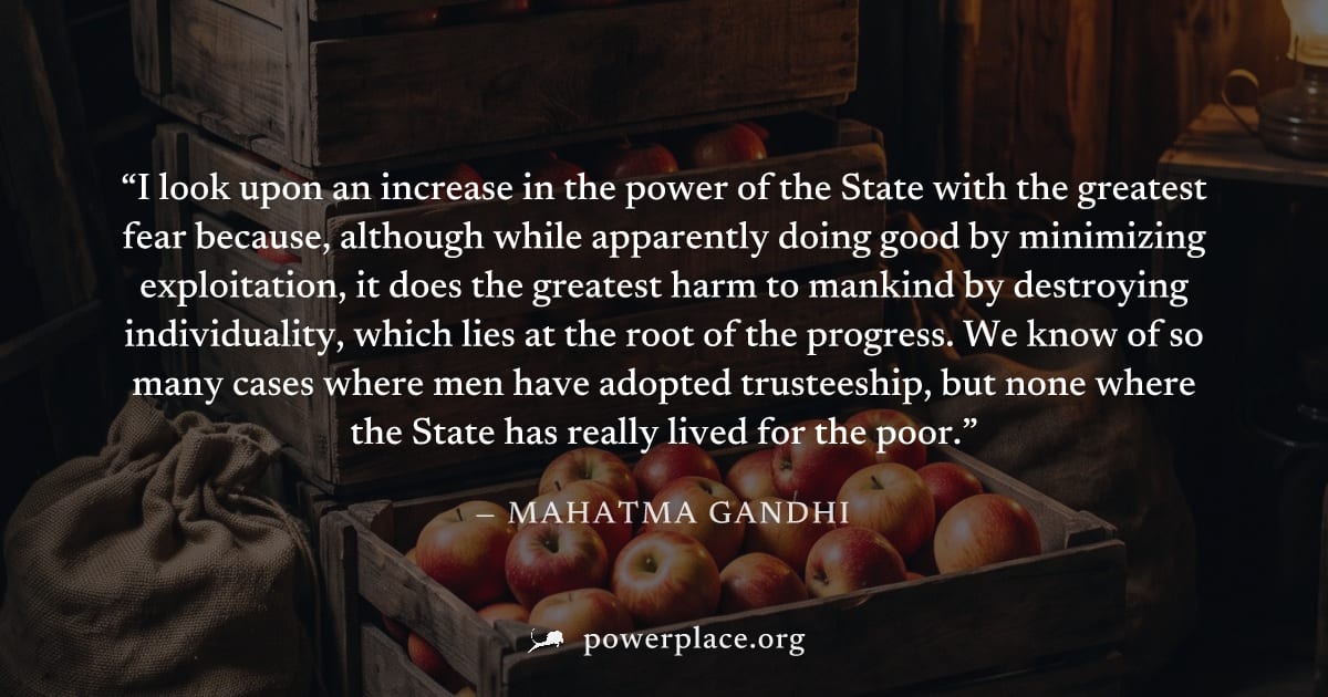 "I look upon an increase in the power of the State with the greatest fear because, although while apparently doing good by minimizing exploitation, it does the greatest harm to mankind by destroying i