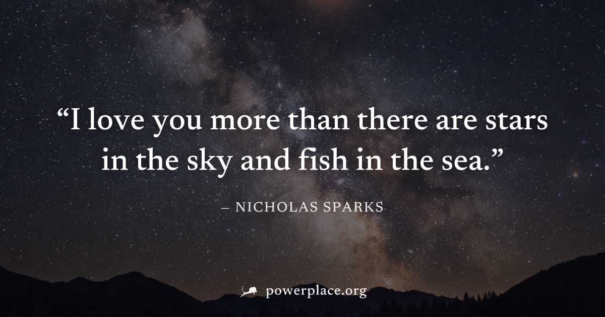 "I love you more than there are stars in the sky and fish in the sea." — Nicholas Sparks