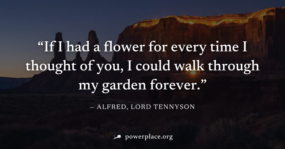 "If I had a flower for every time I thought of you, I could walk through my garden forever." — Alfred, Lord Tennyson