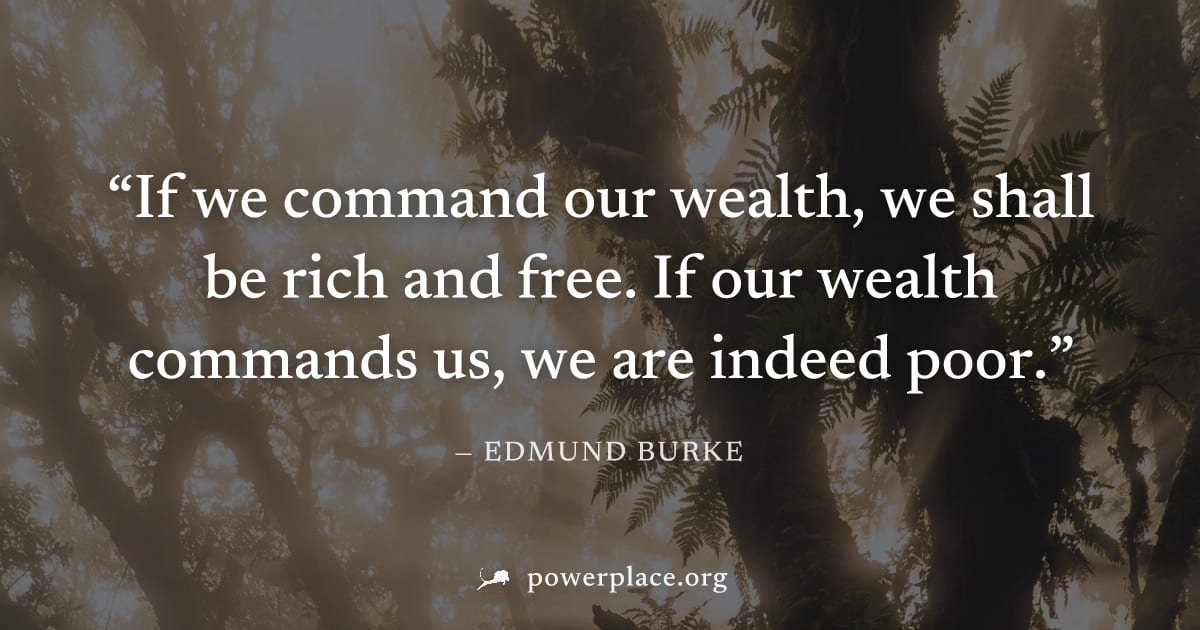 "If we command our wealth, we shall be rich and free. If our wealth commands us, we are indeed poor." — Edmund Burke