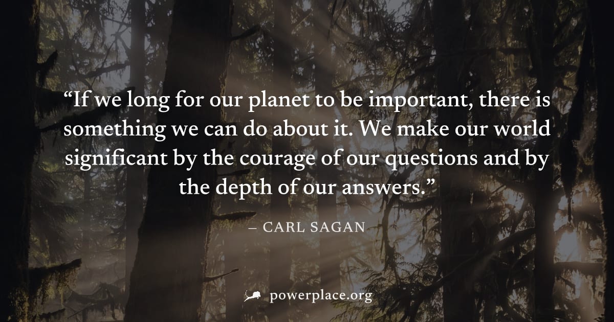 "If we long for our planet to be important, there is something we can do about it. We make our world significant by the courage of our questions and by the depth of our answers." — Carl Sagan