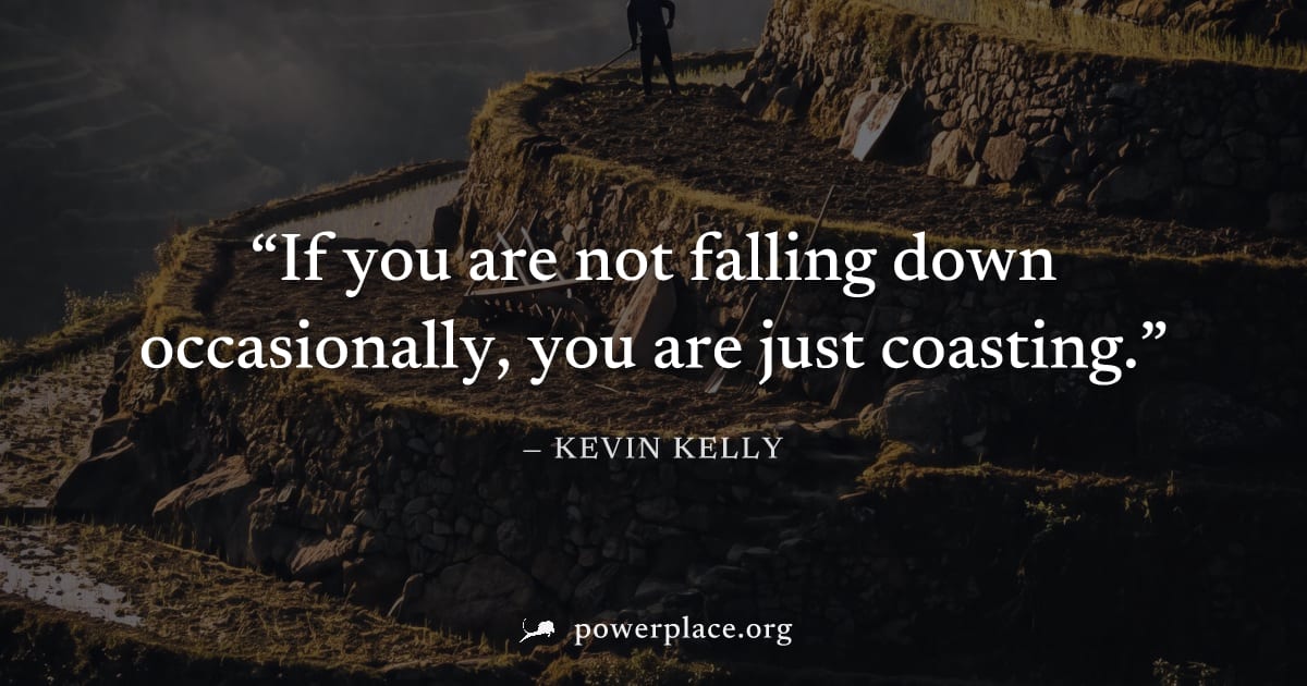 "If you are not falling down occasionally, you are just coasting." — Kevin Kelly