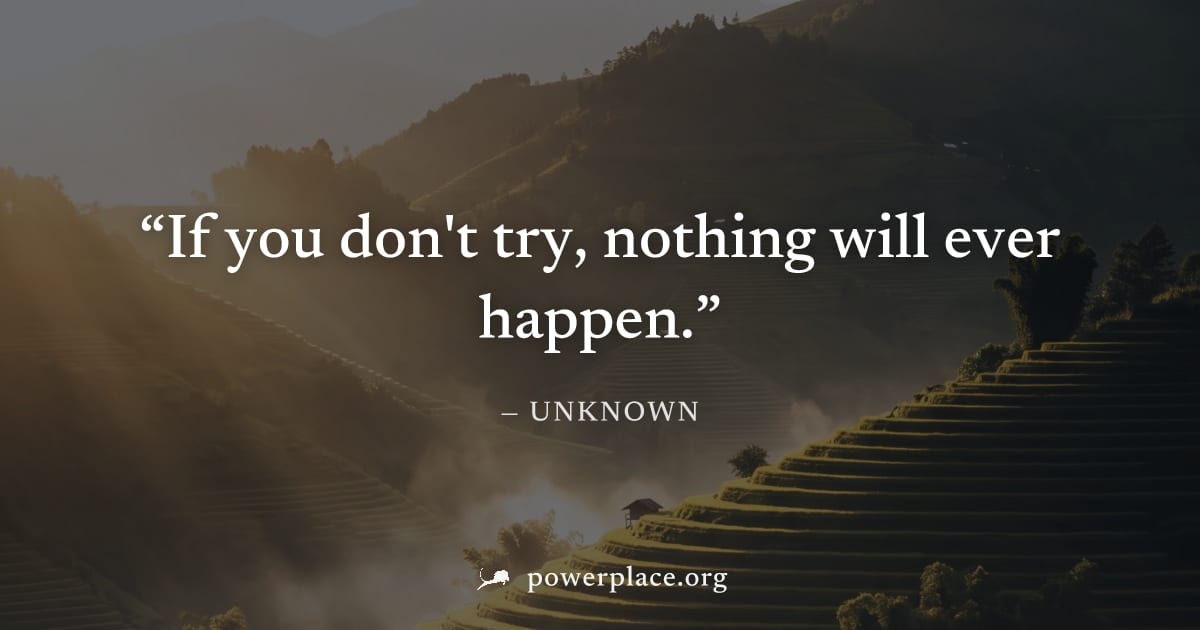"If you don't try, nothing will ever happen." — Unknown