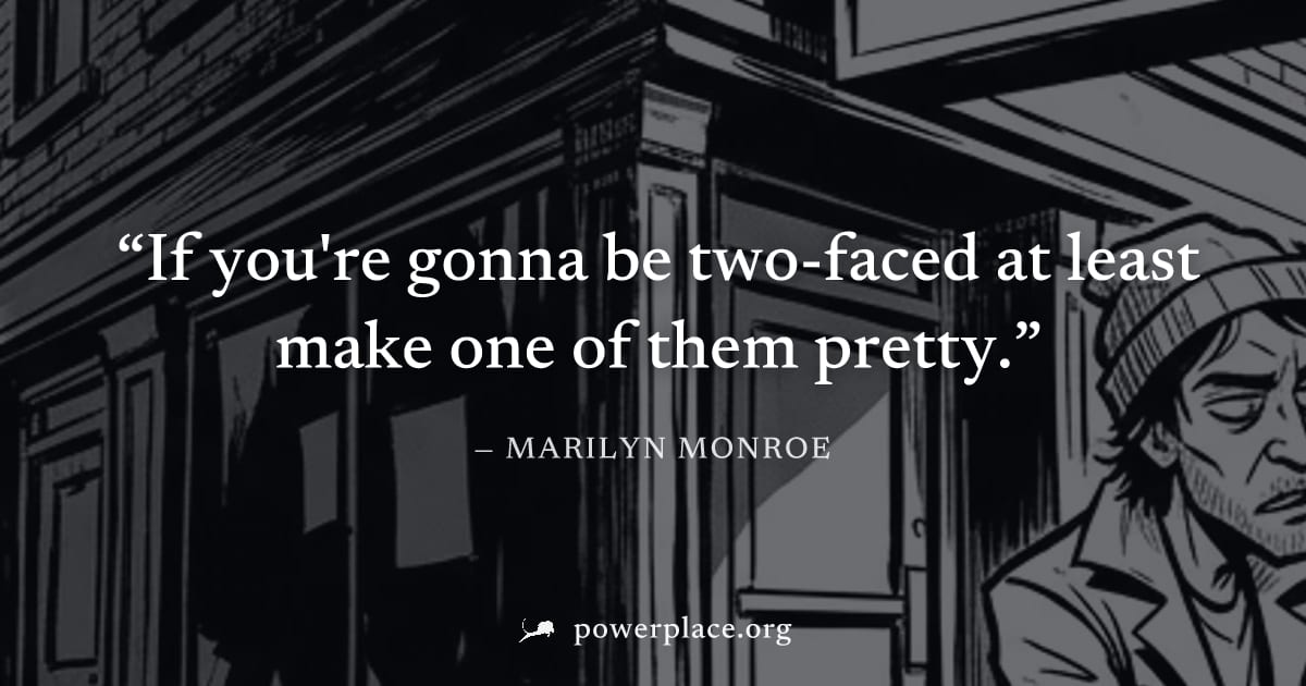 "If you're gonna be two-faced at least make one of them pretty." — Marilyn Monroe