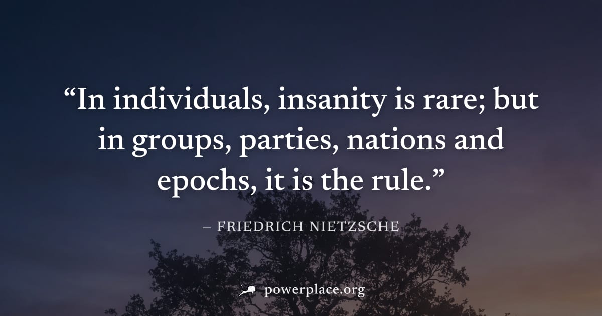 "In individuals, insanity is rare; but in groups, parties, nations and epochs, it is the rule." — Friedrich Nietzsche